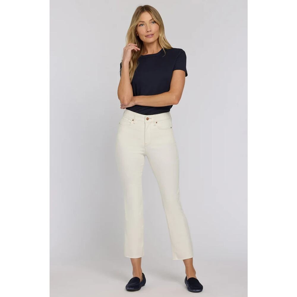 NYDJ Jeans Size 2P 2 Petite White Billie Mini Bootcut Lift Tuck Ankle Jeans